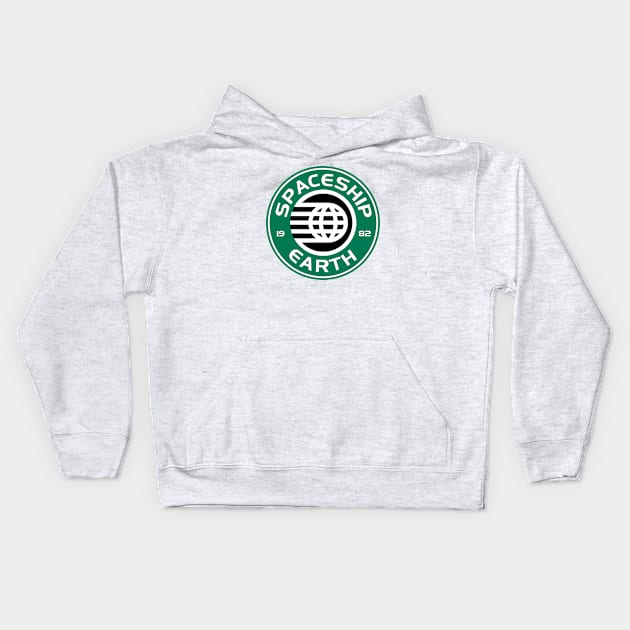 Spaceship Starbucks Kids Hoodie by GrizzlyPeakApparel